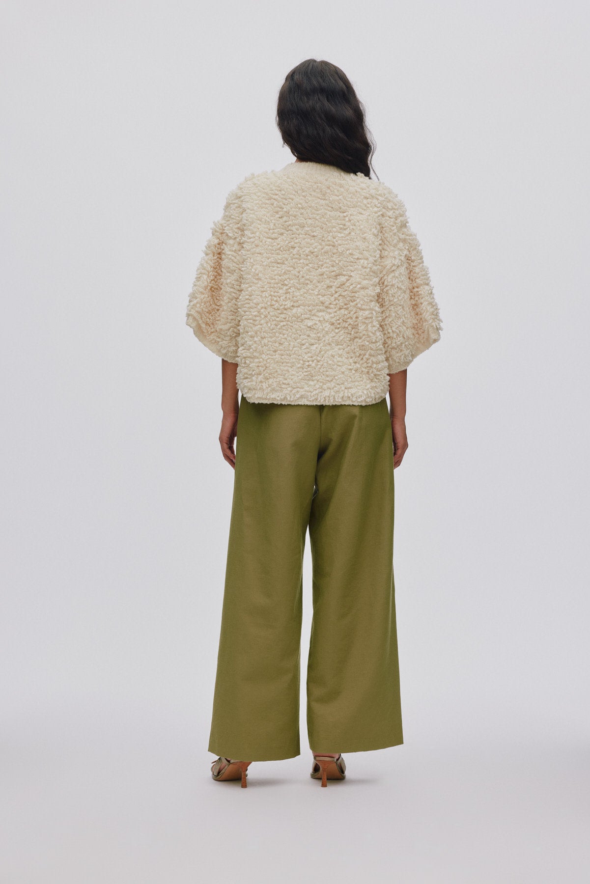 Alice - Shaggy lam knit cardigan I Off white