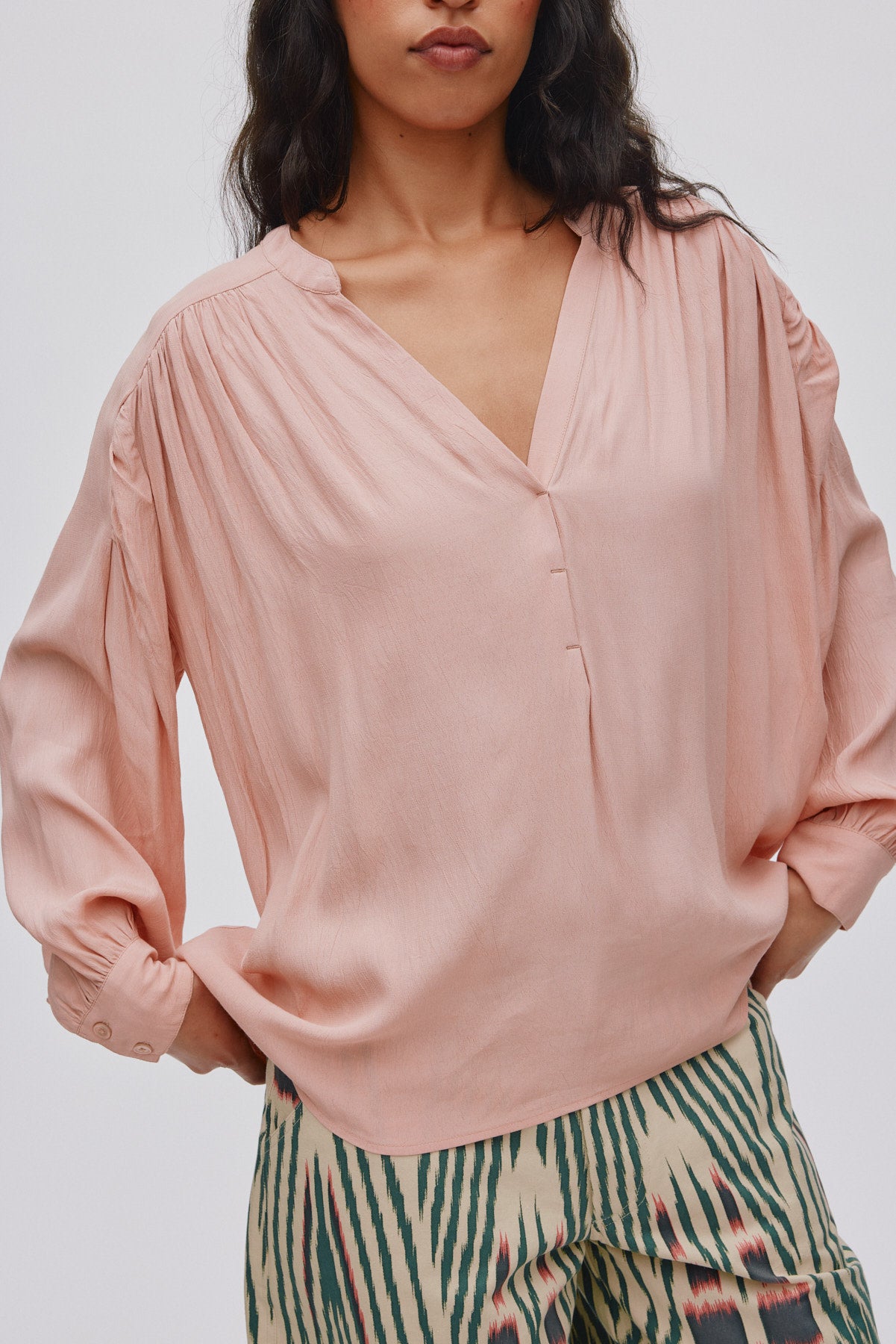 Meg - Sheer lace shirt I Blush