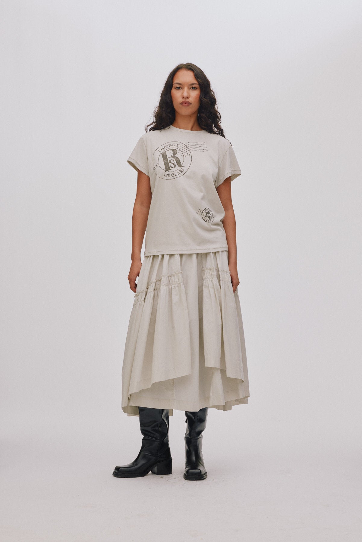 Brigida - Poplin full skirt I Faded black