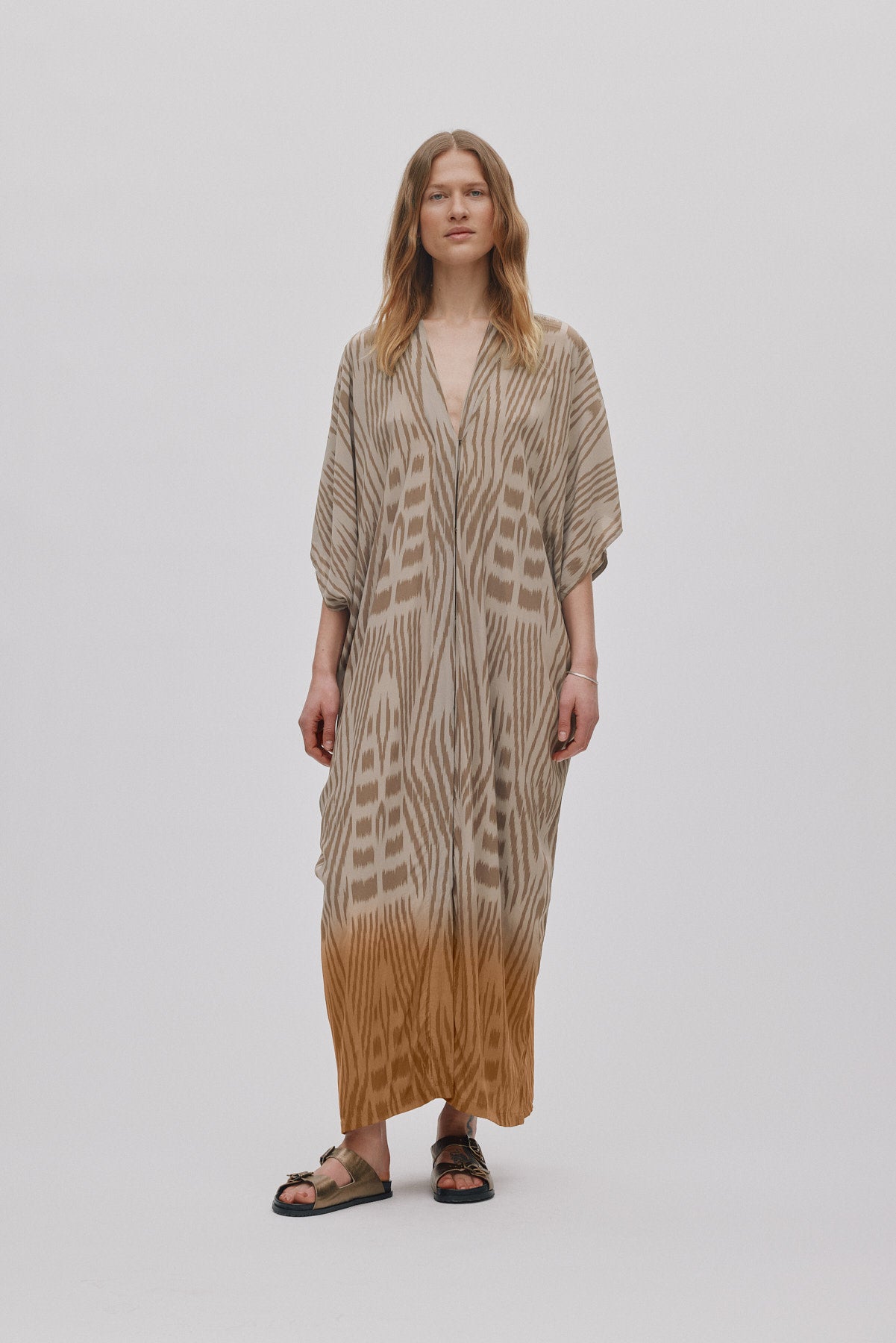Alesandra - Ombre ikat kimono dress I Cognac combo