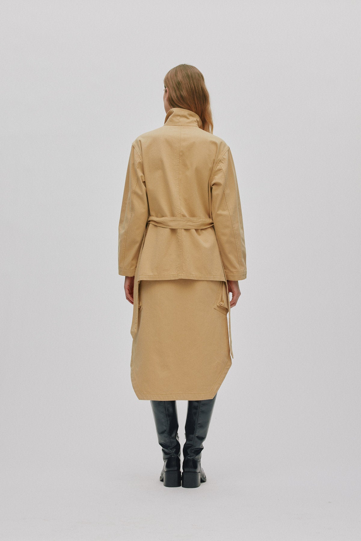 Sienna - Texture canvas belted jacket I Sand