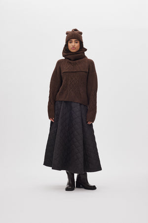 Tamy - Patchwork knit neck warmer I Brown