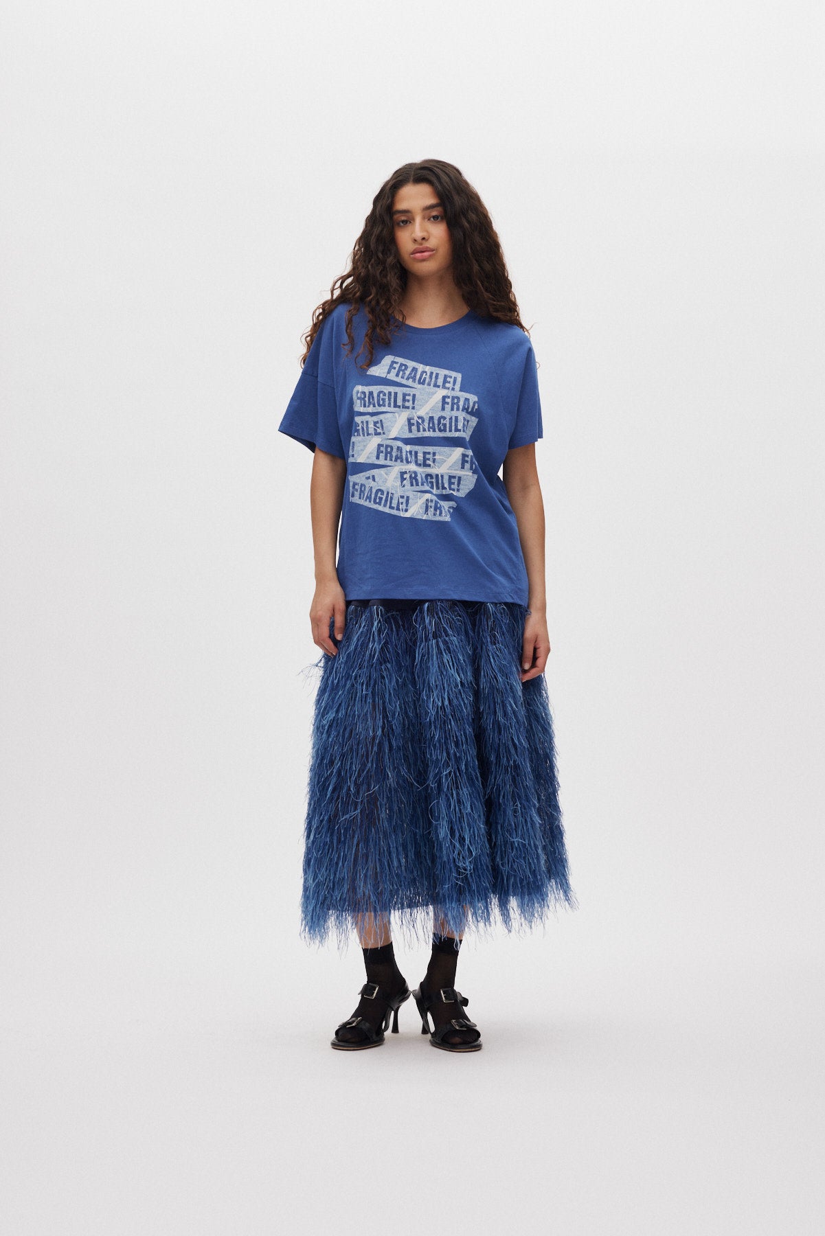 Ary - Fragile boxy t-shirt I Blue