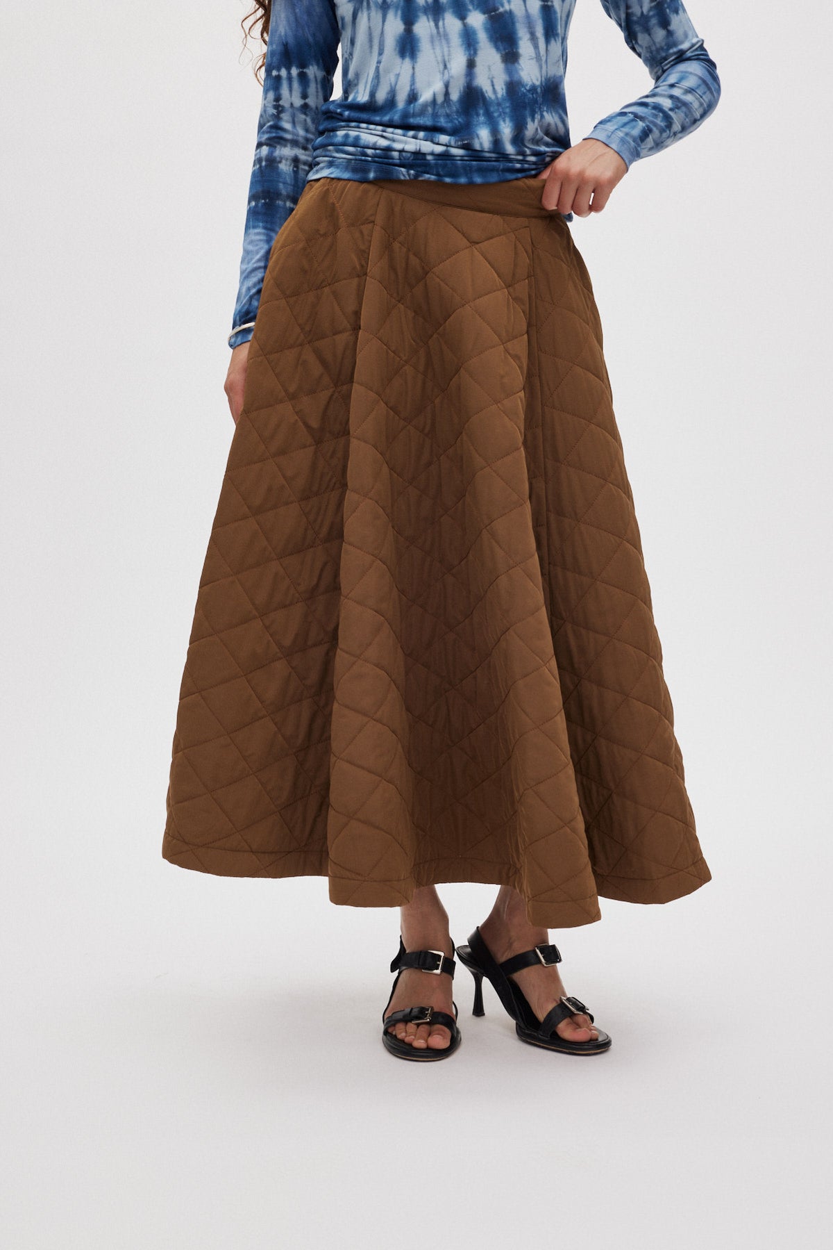 Bisharo - Tech quilt full skirt I Chestnut