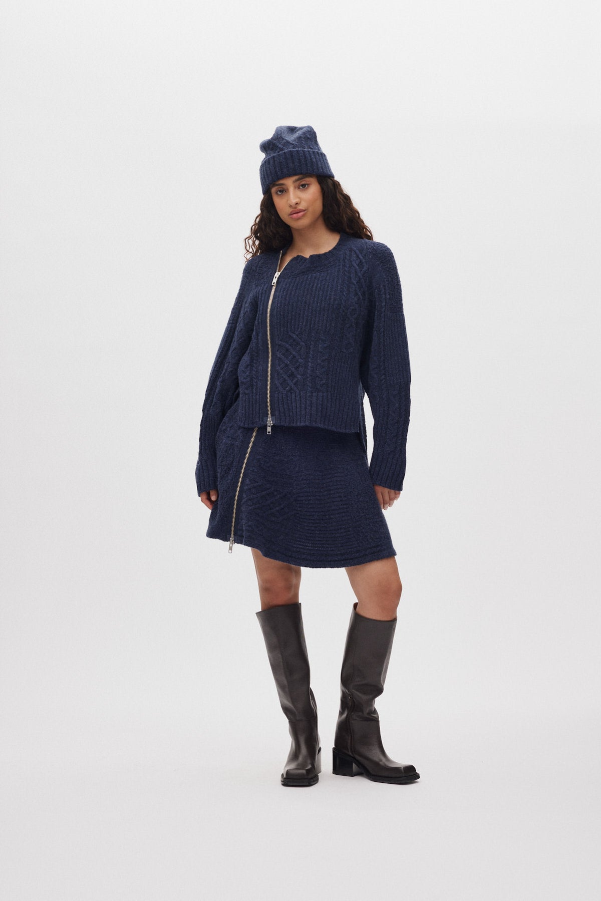 Joleen - Patchwork knit skirt I Indigo