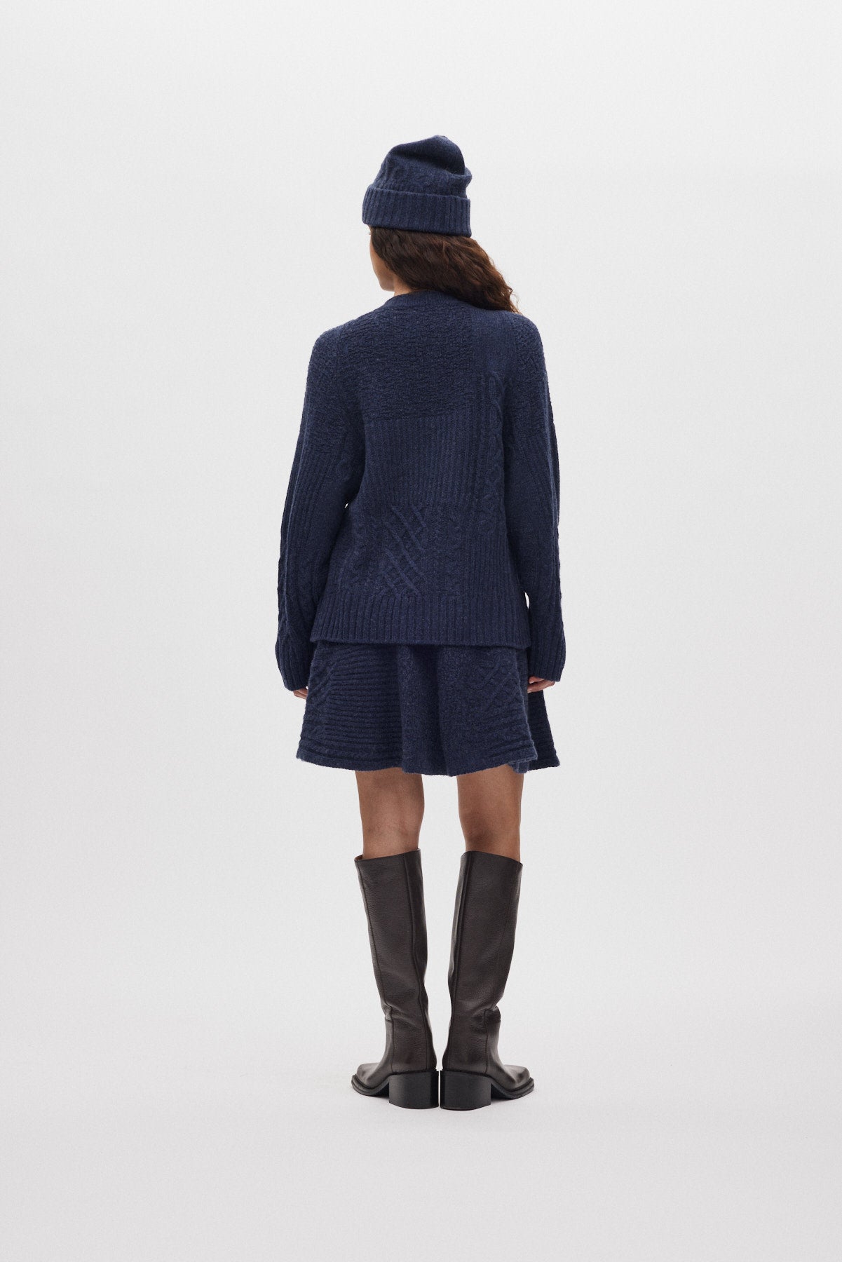 Joleen - Patchwork knit skirt I Indigo