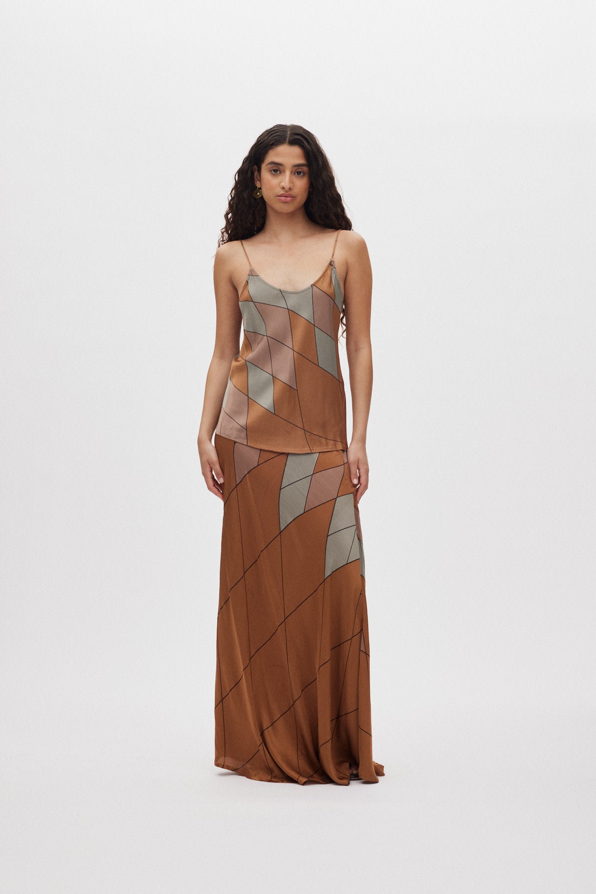 Mumle - Diamond print bias skirt I Rust combo