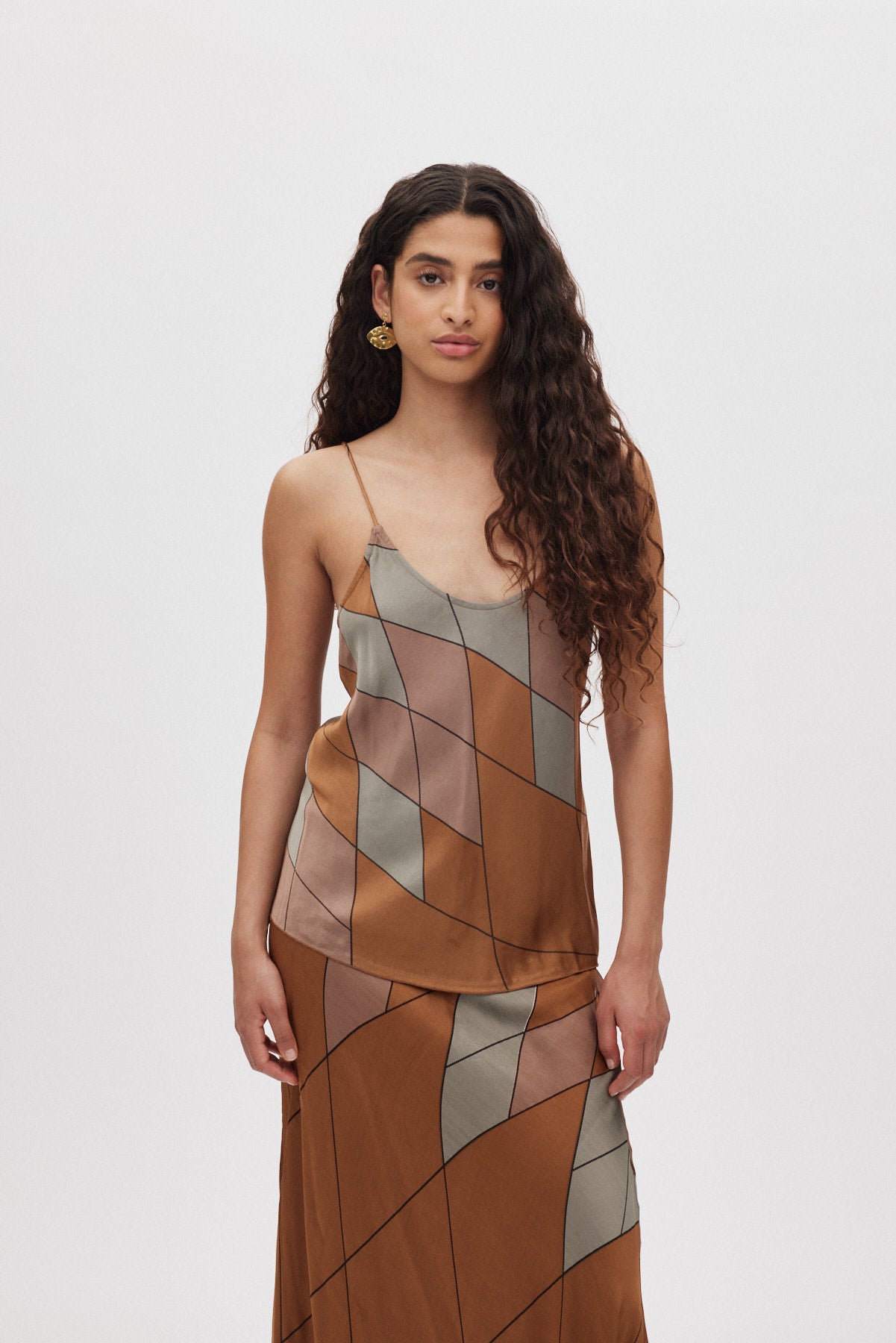 Lise - Diamond print bias camisole I Rust combo