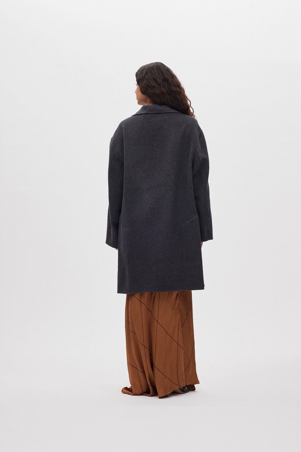 Leanna - Double felt wool coat I Dark grey melange