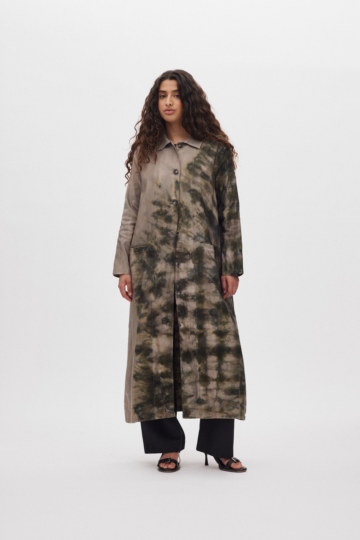 Celine - Lava long coat I Grey green combo