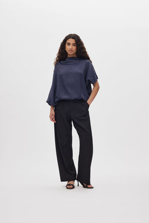 Mist - Ripple drape blouse I Dark Blue