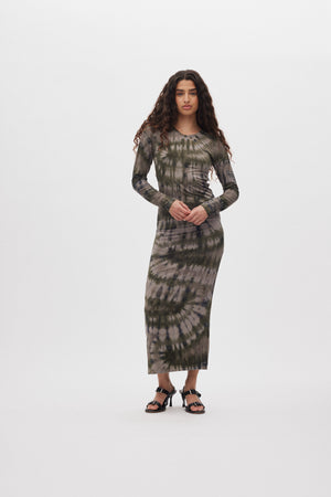 Simi - Lava long jersey dress I Grey green combo