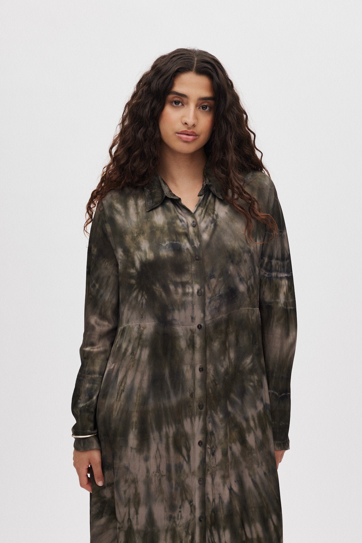 Vija - Lava button dress I Grey green combo