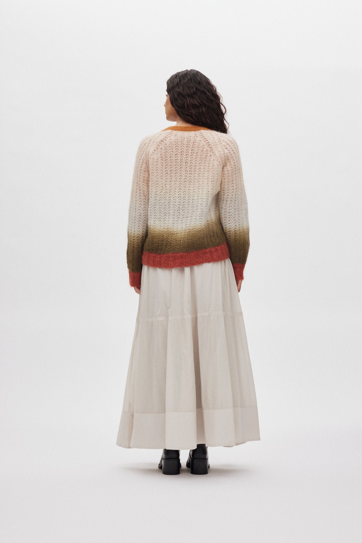 Dema - Poplin full layered skirt I Clay