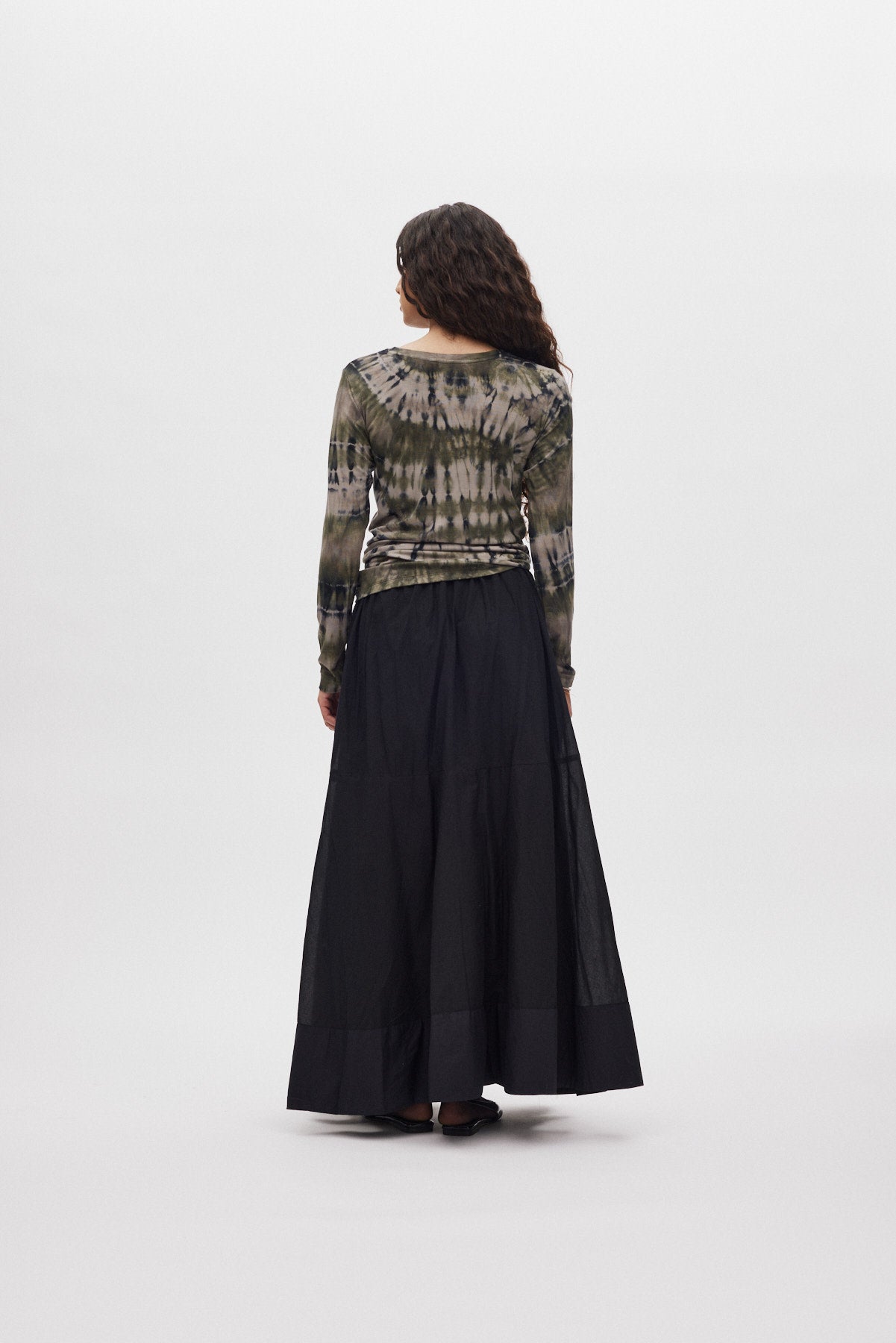 Dema - Poplin full layered skirt I Black
