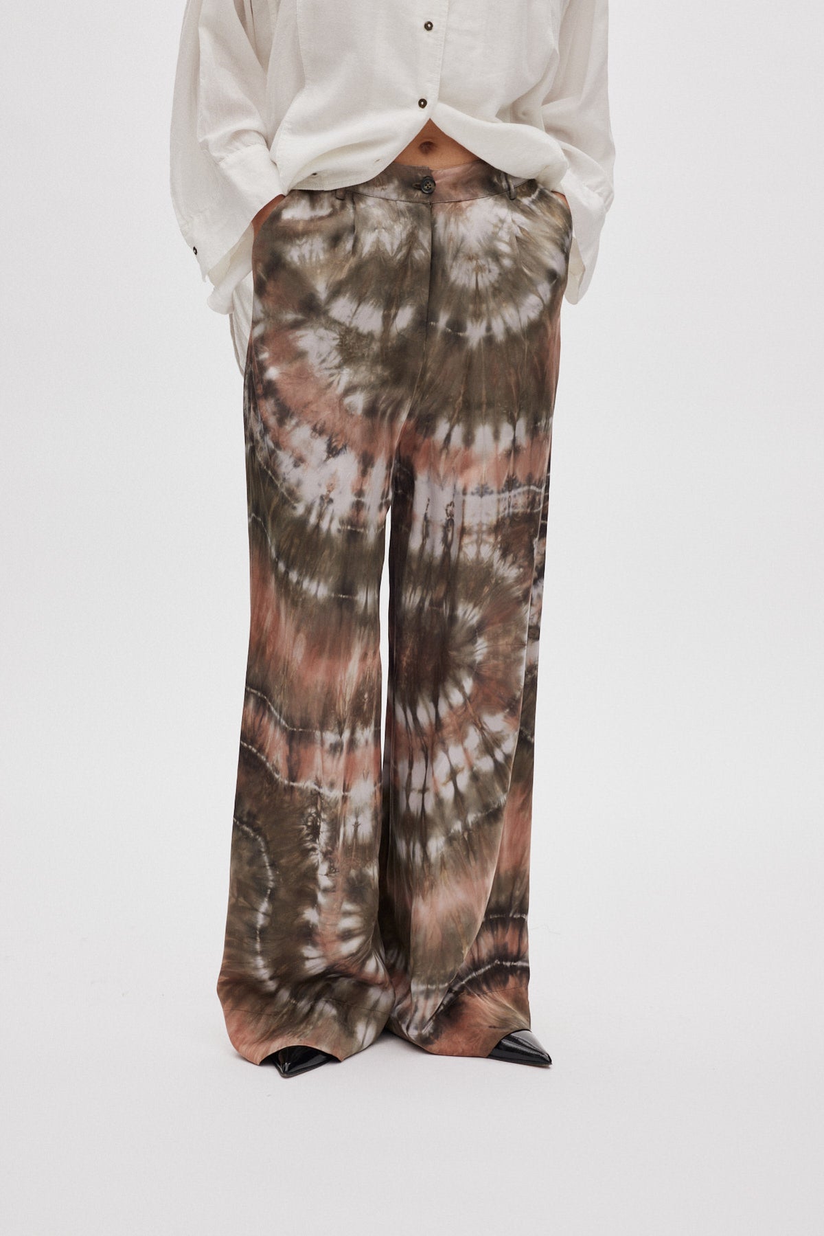 Briana - Lava pleat wide pants I Rust combo