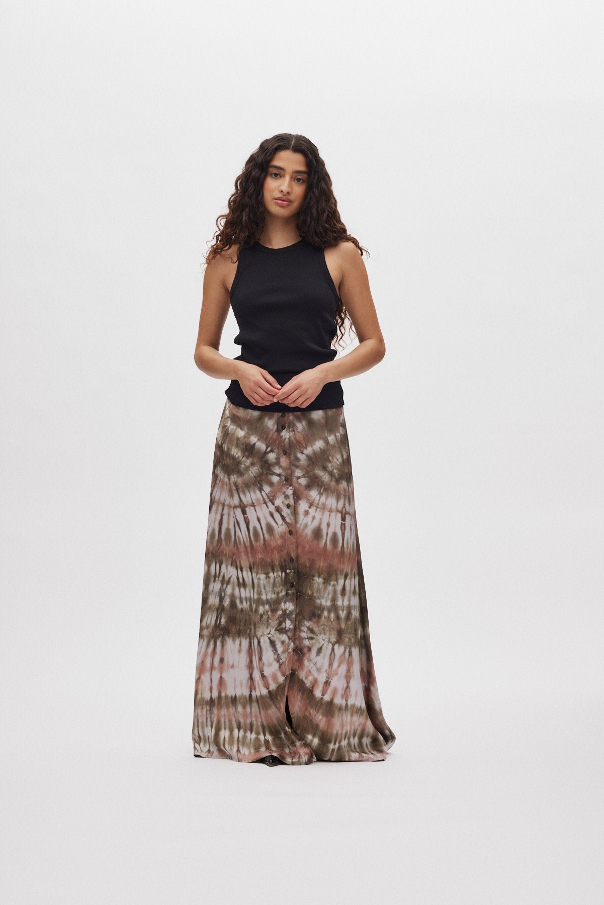 Henriette - Lava print button skirt I Rust combo