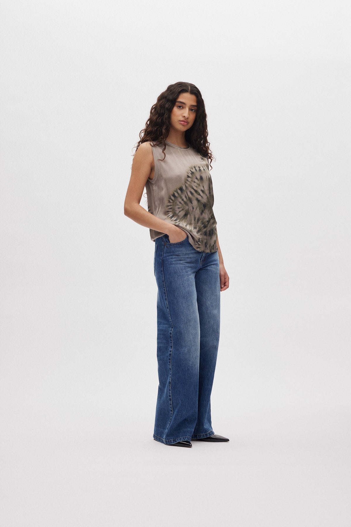 Dalia - Denim retro fit pants I Dark indigo