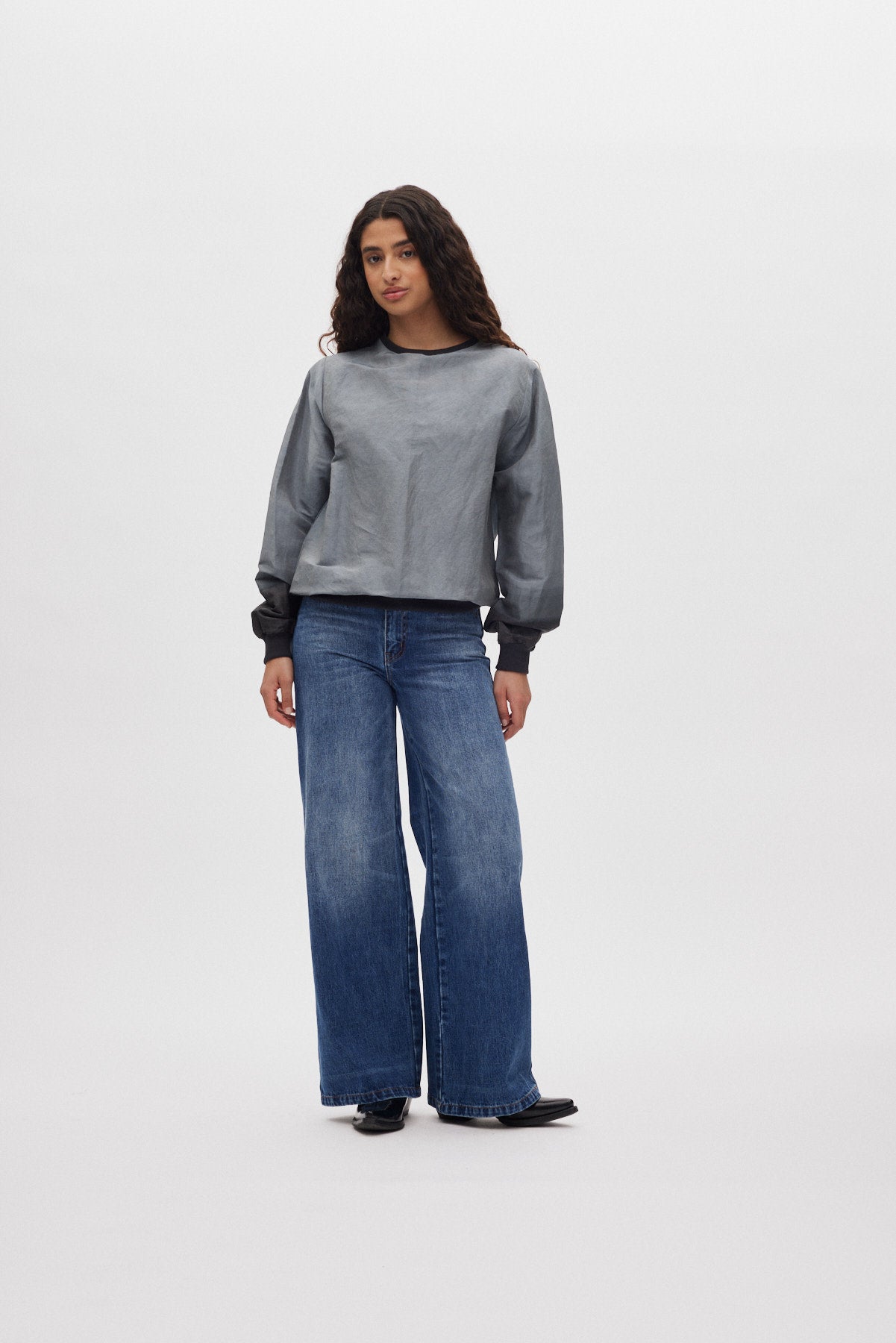 Ommi - Horizon sweat top I Grey/black