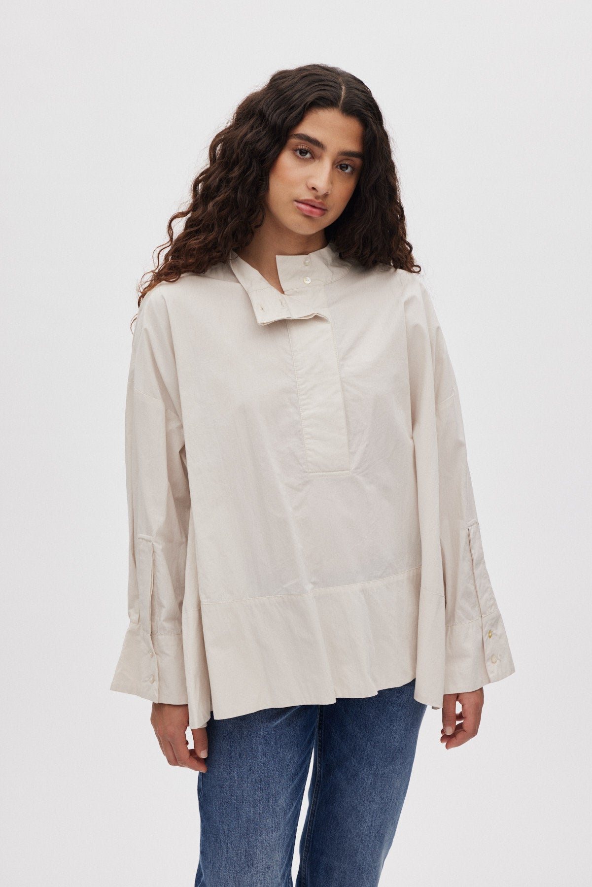 Smea - Poplin flared shirt I Clay