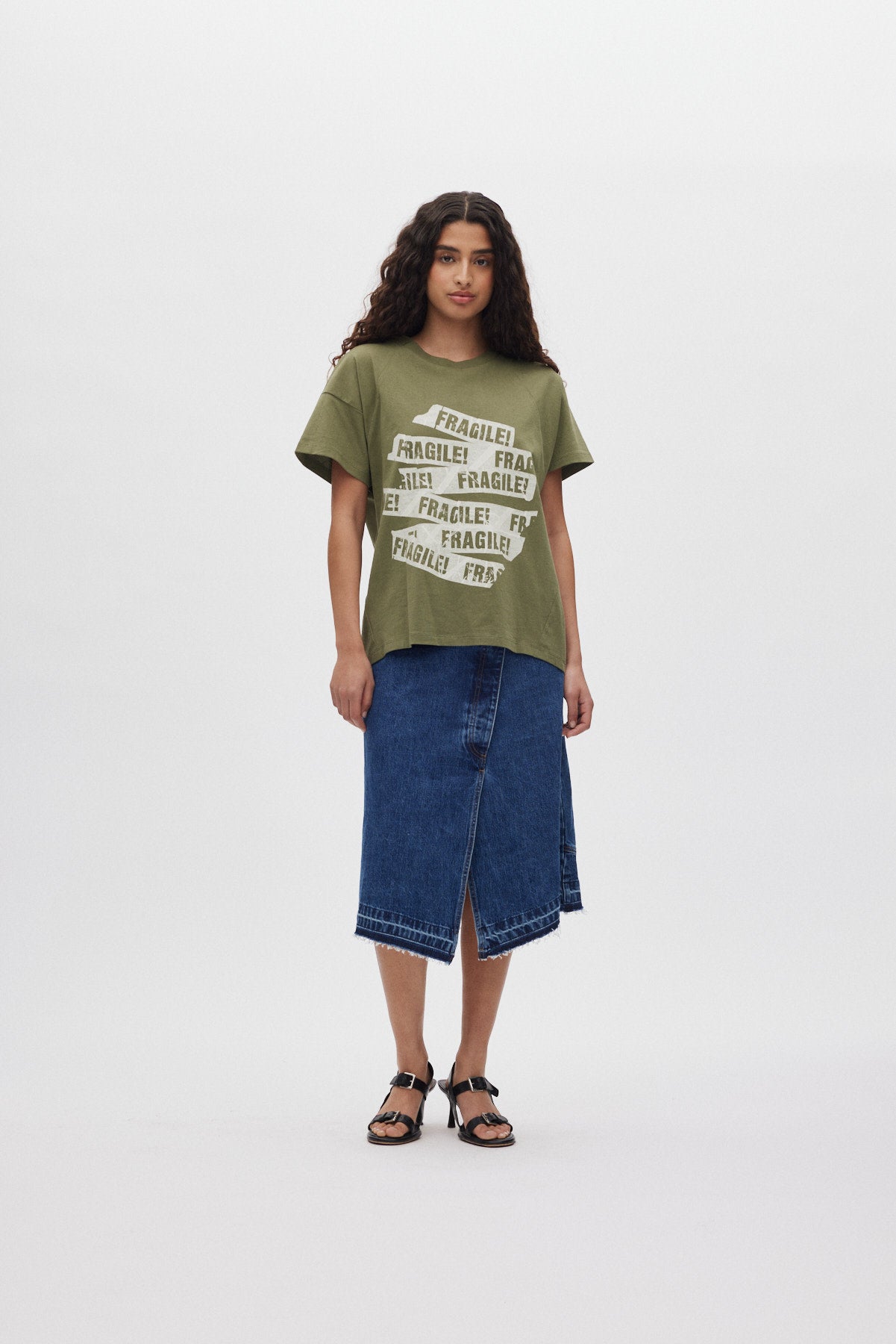Ary - Fragile boxy t-shirt I Green