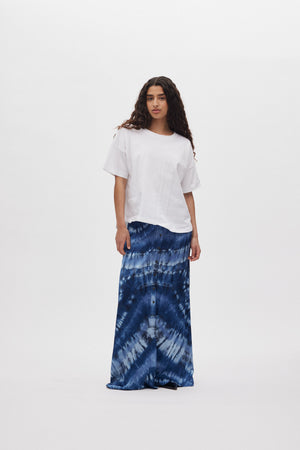 Henriette - Lava print button skirt I Blue combo