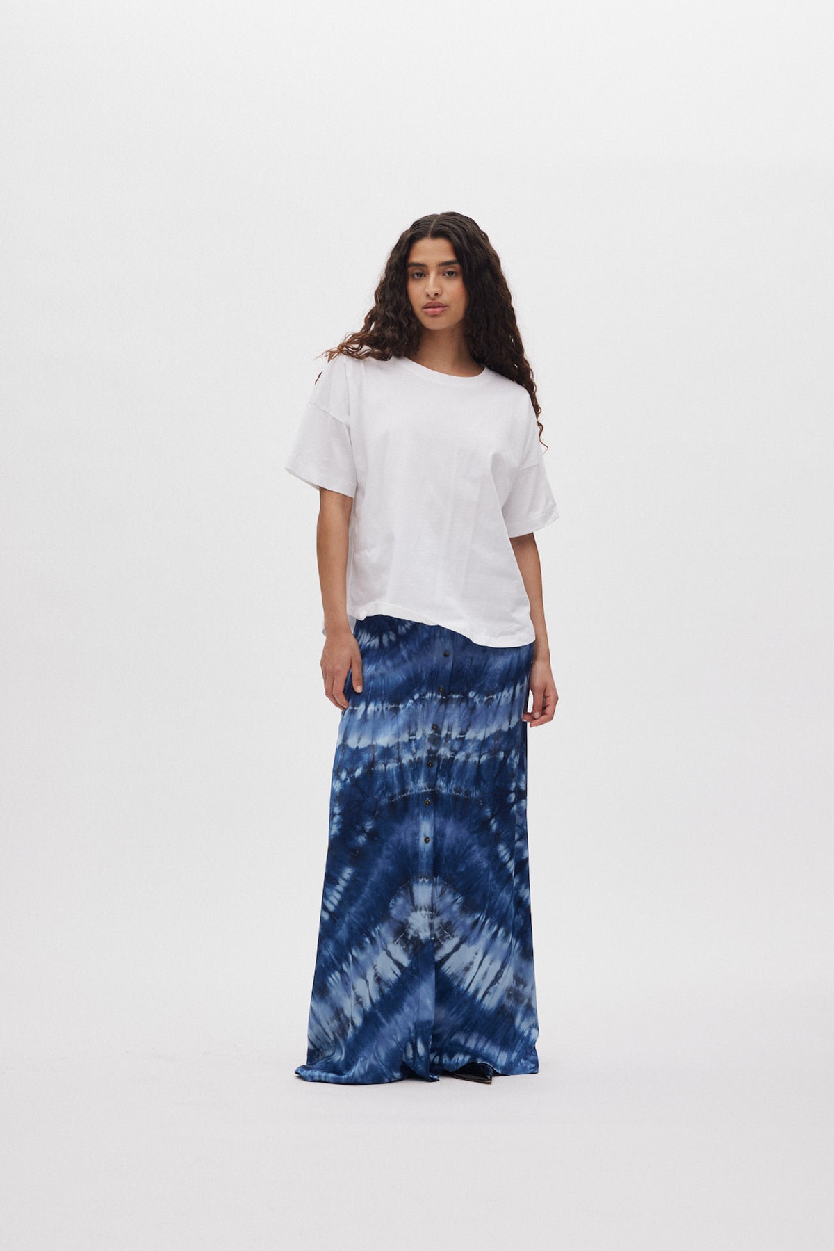 Henriette - Lava print button skirt I Blue combo