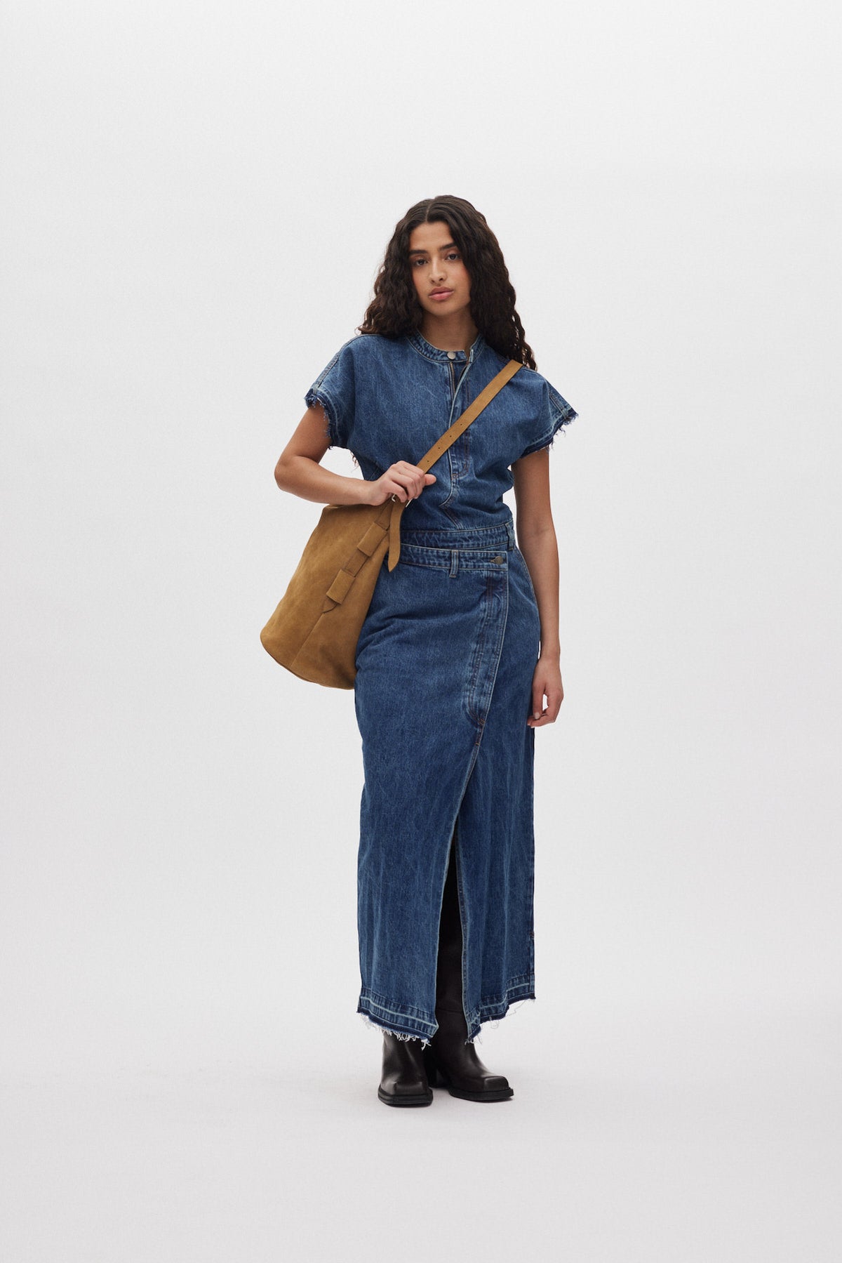 Shamika - Heavy suede shoulder bag I Whiskey