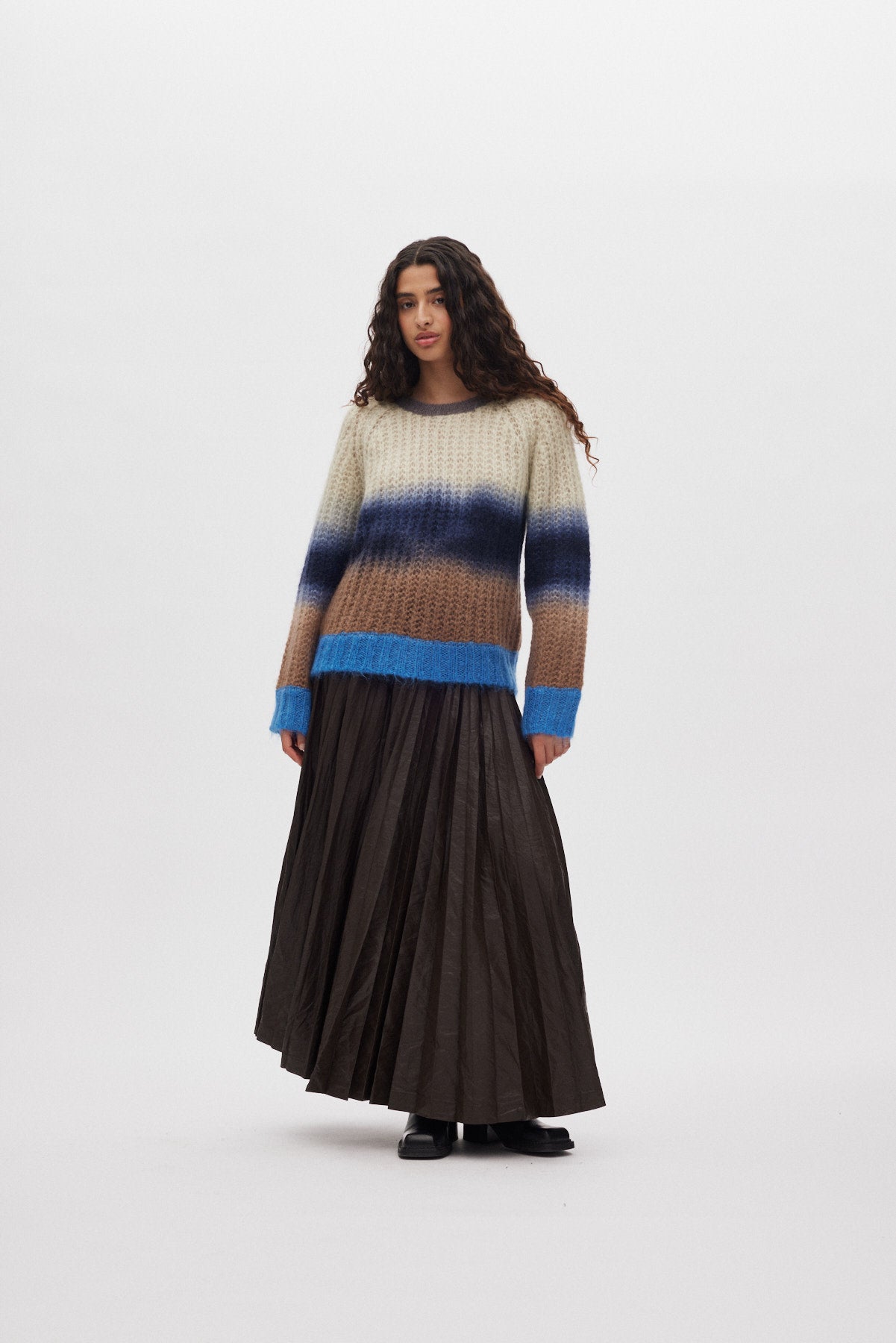 Jasmin - Faded knit boxy sweater I Blue combo