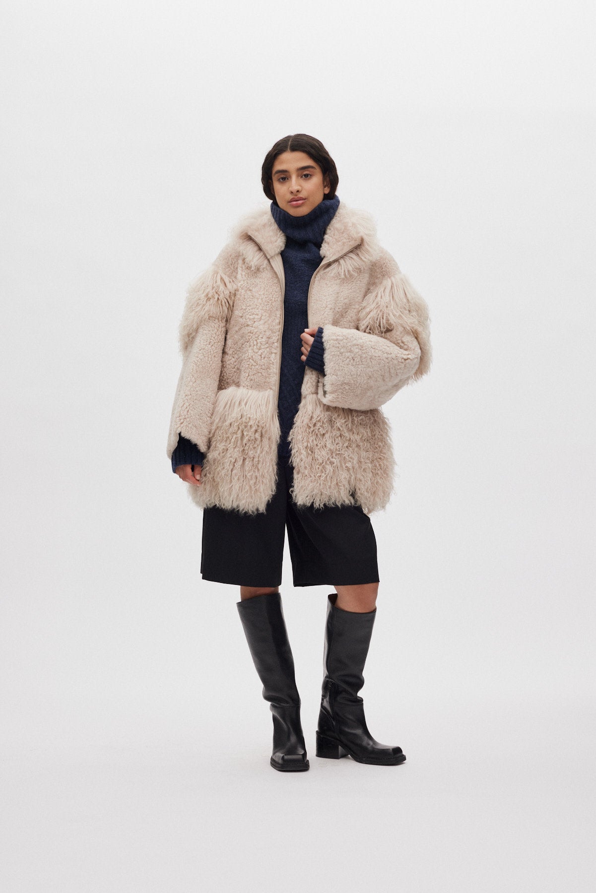 Stacia - Duo shearling jacket I Chalk