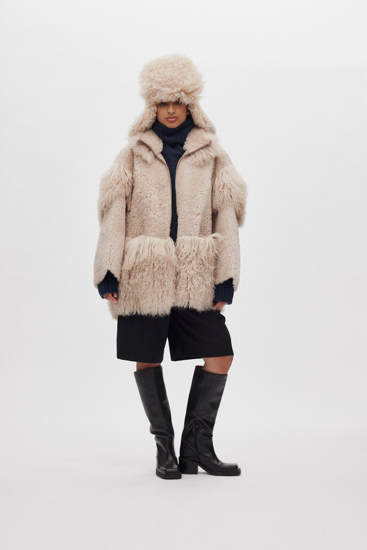 Stacia - Duo shearling jacket I Chalk