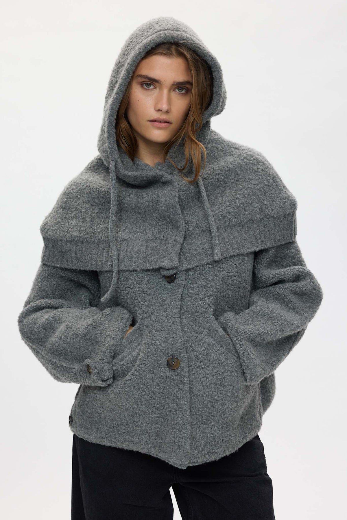 Sinika - Sheep knit hood I Grey melange