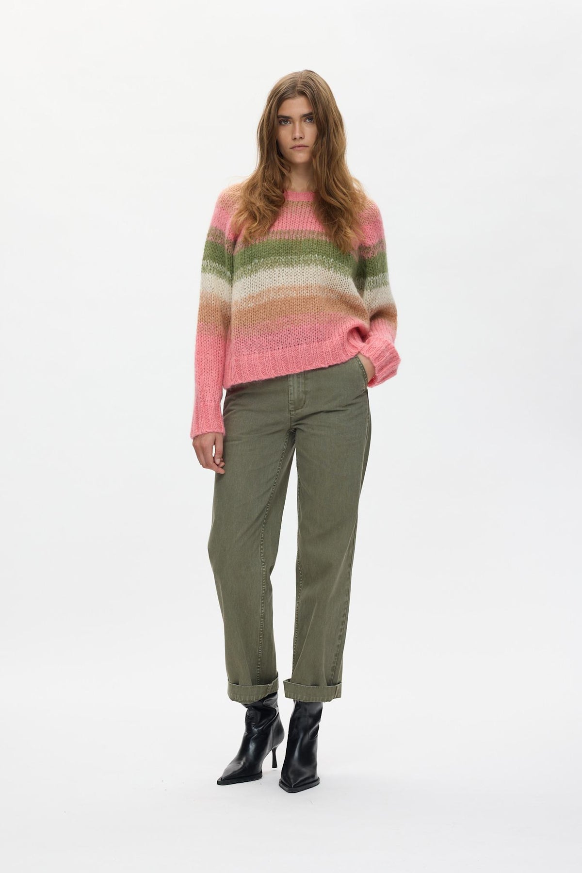 Jasmin - Blurred yarn boxy sweater I Pink combo