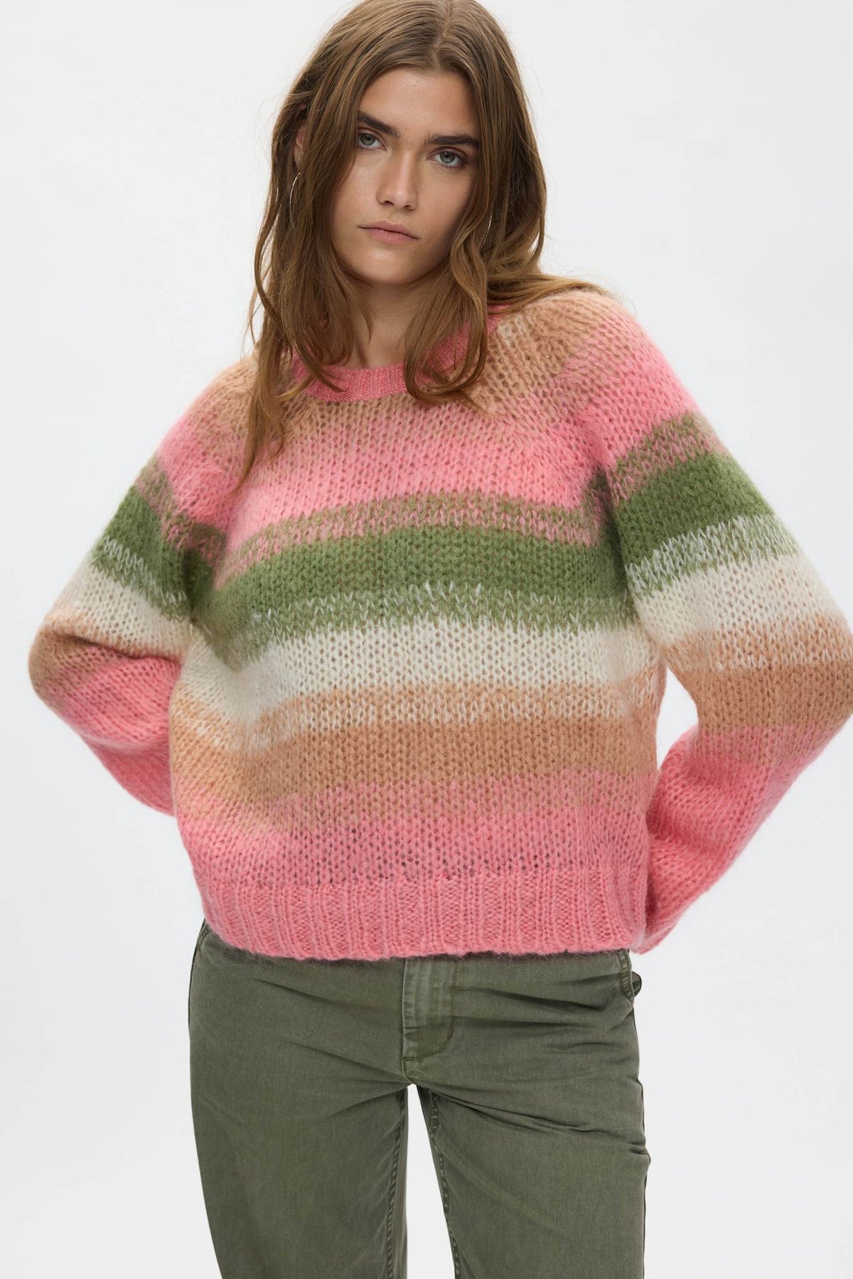 Jasmin - Blurred yarn boxy sweater I Pink combo
