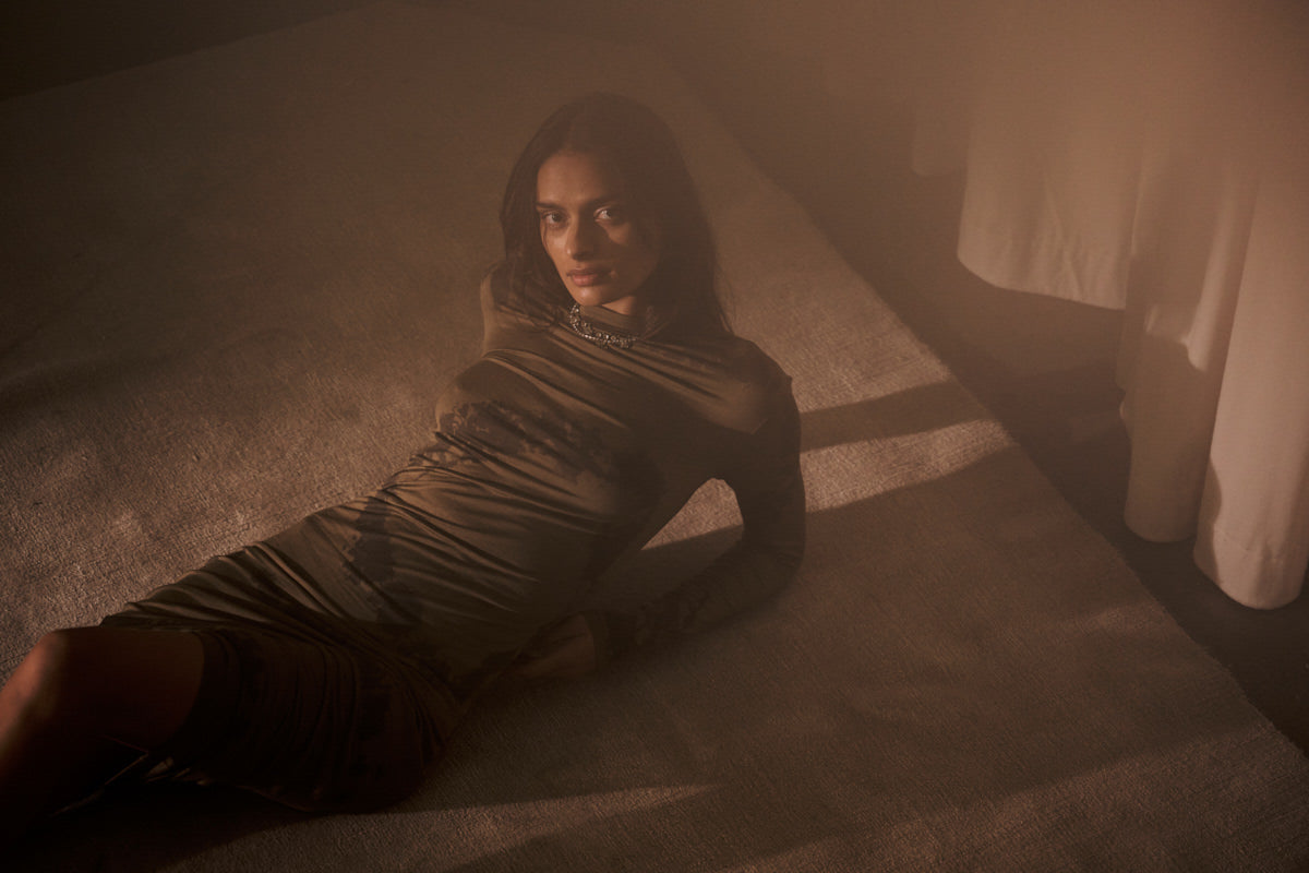 Lykka - Cosmic long jersey dress I Timber combo