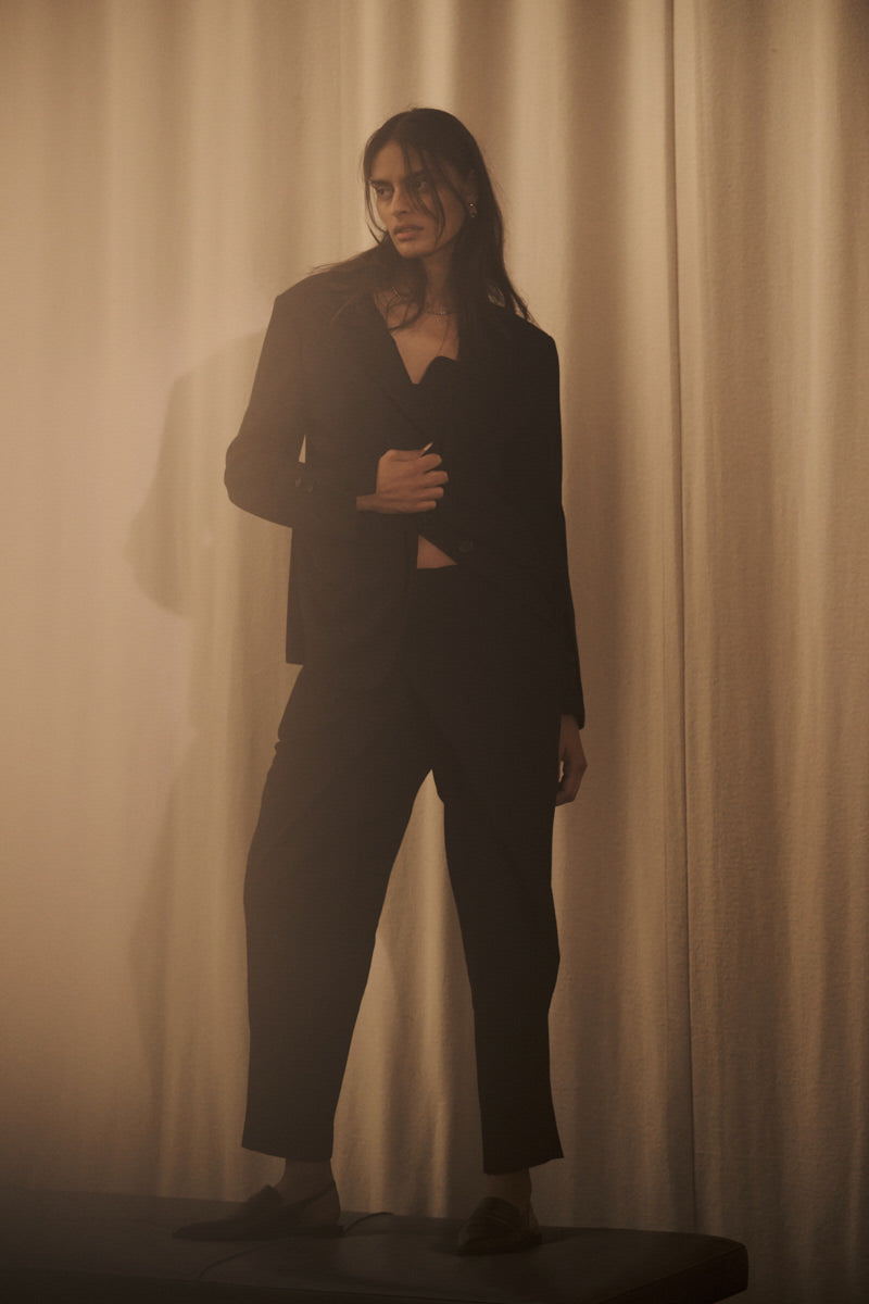 Talli - Drapy tailoring overlap pants I Midnight