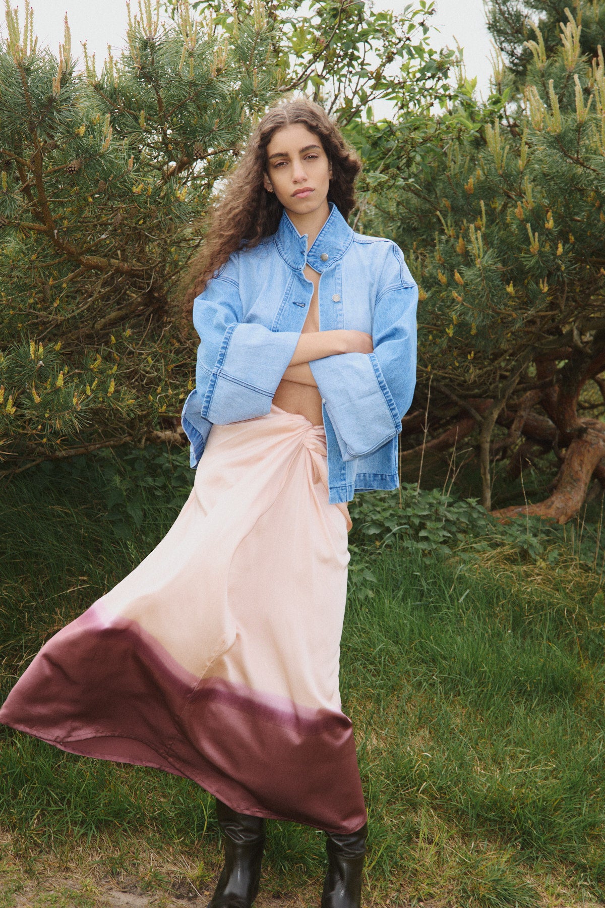 Rojin - Horizon drape front skirt I Blush combo