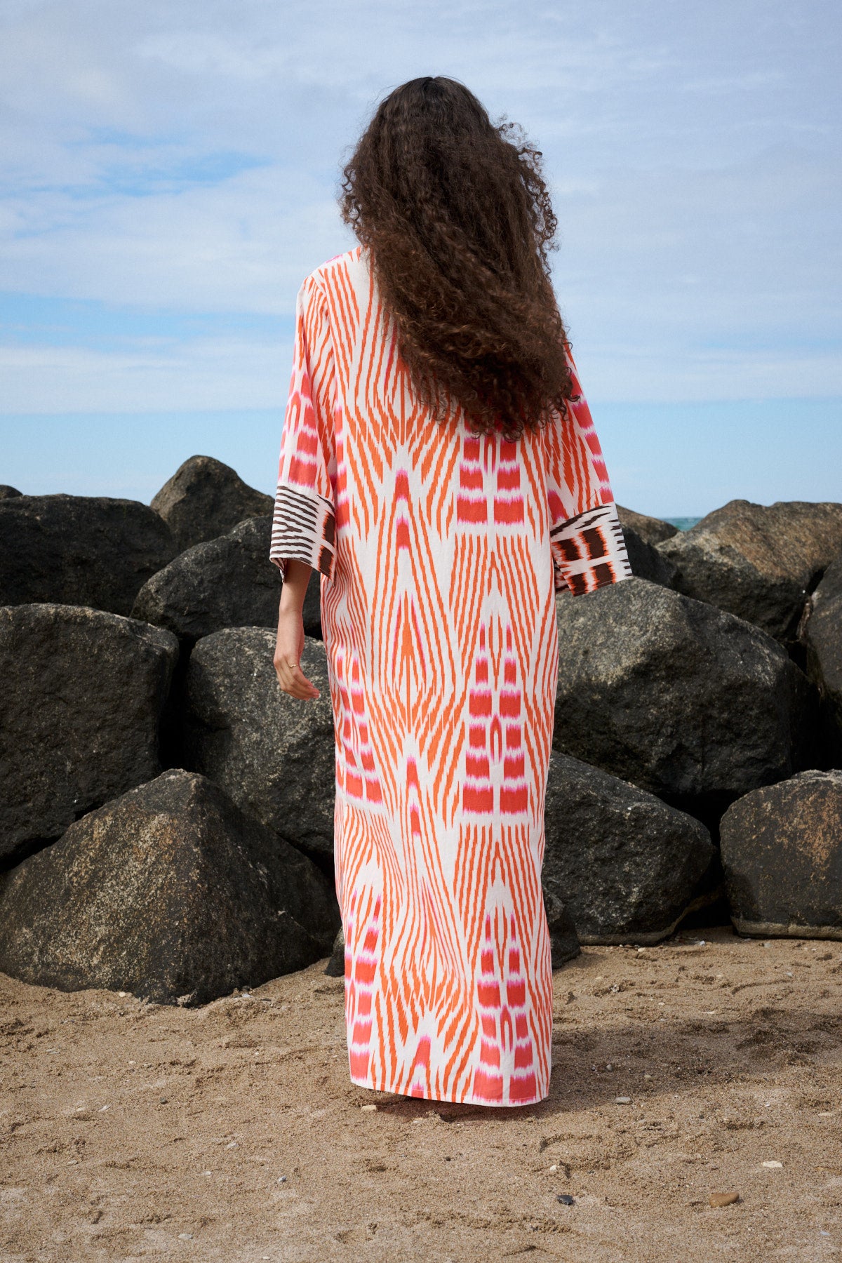 Karimalou - Ikat combo kaftan I Forest pink sand & citrus combo