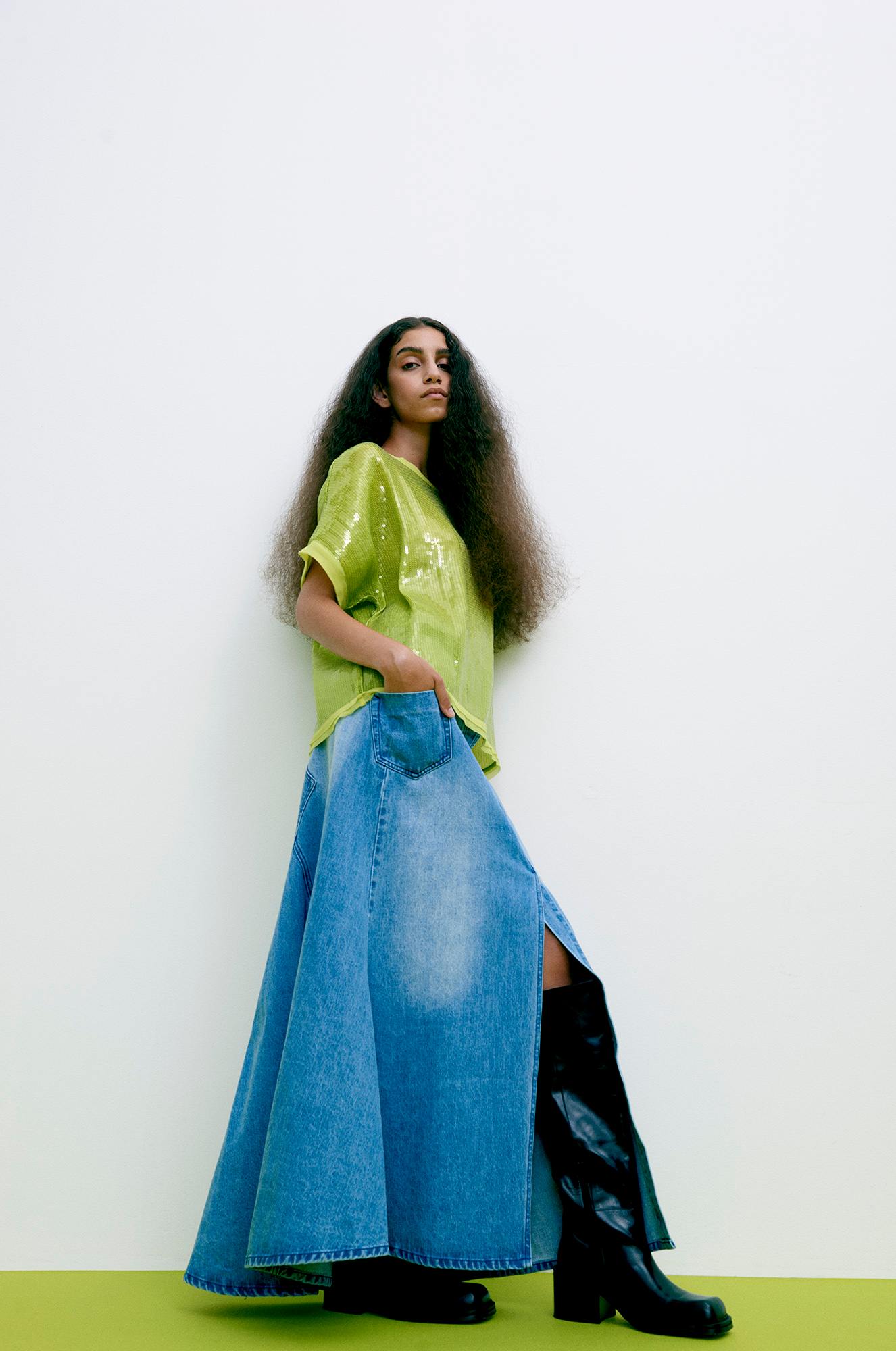 Emmali - Denim long skirt I Light washed denim