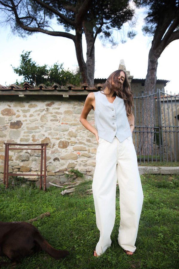 Favour - Drapy tailoring vest I Grey melange