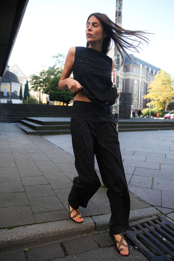 Piper - Supersize anglaise tank top I Caviar Black