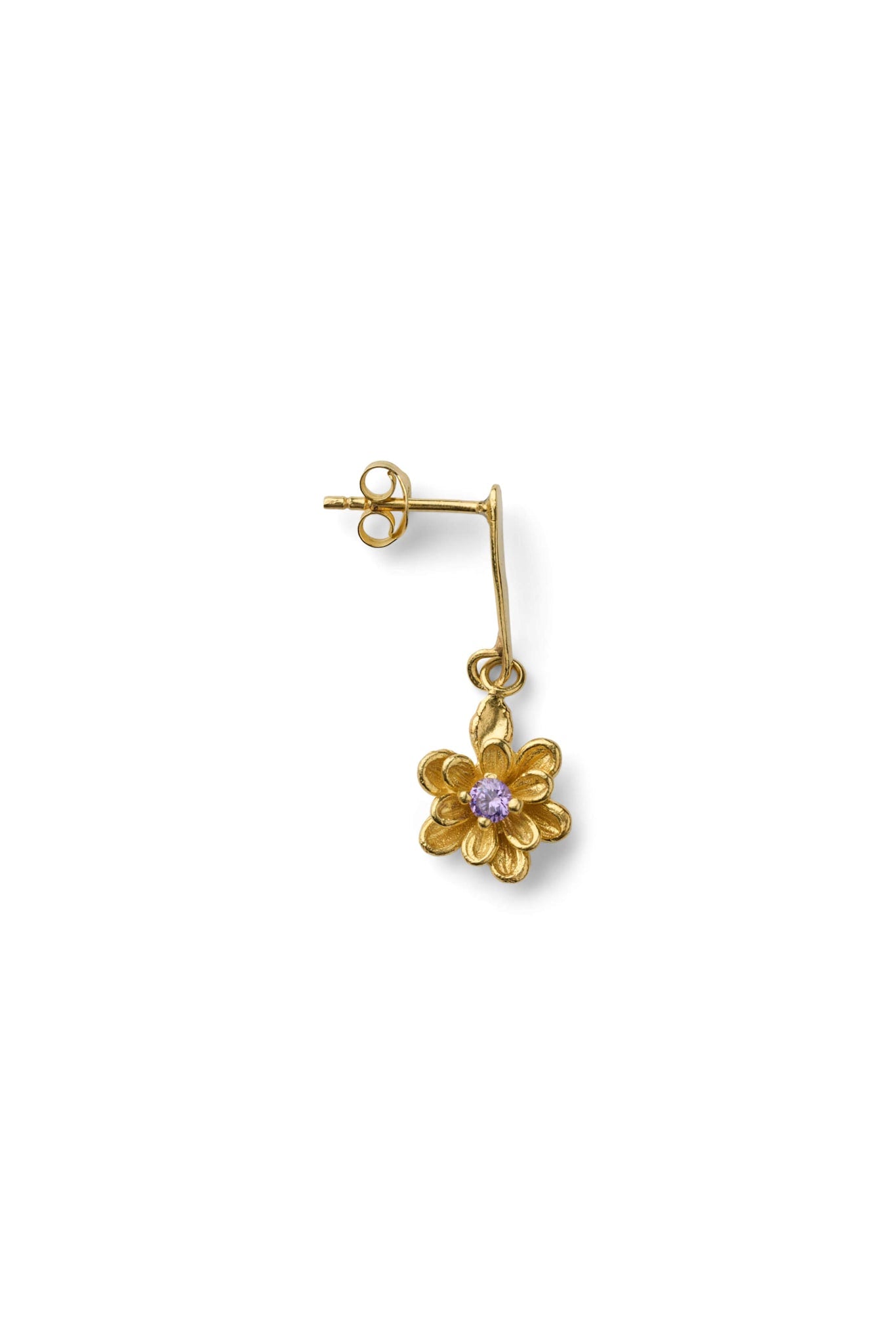 Stem Flower Stud - Nafsu I Gold w/ purple stone