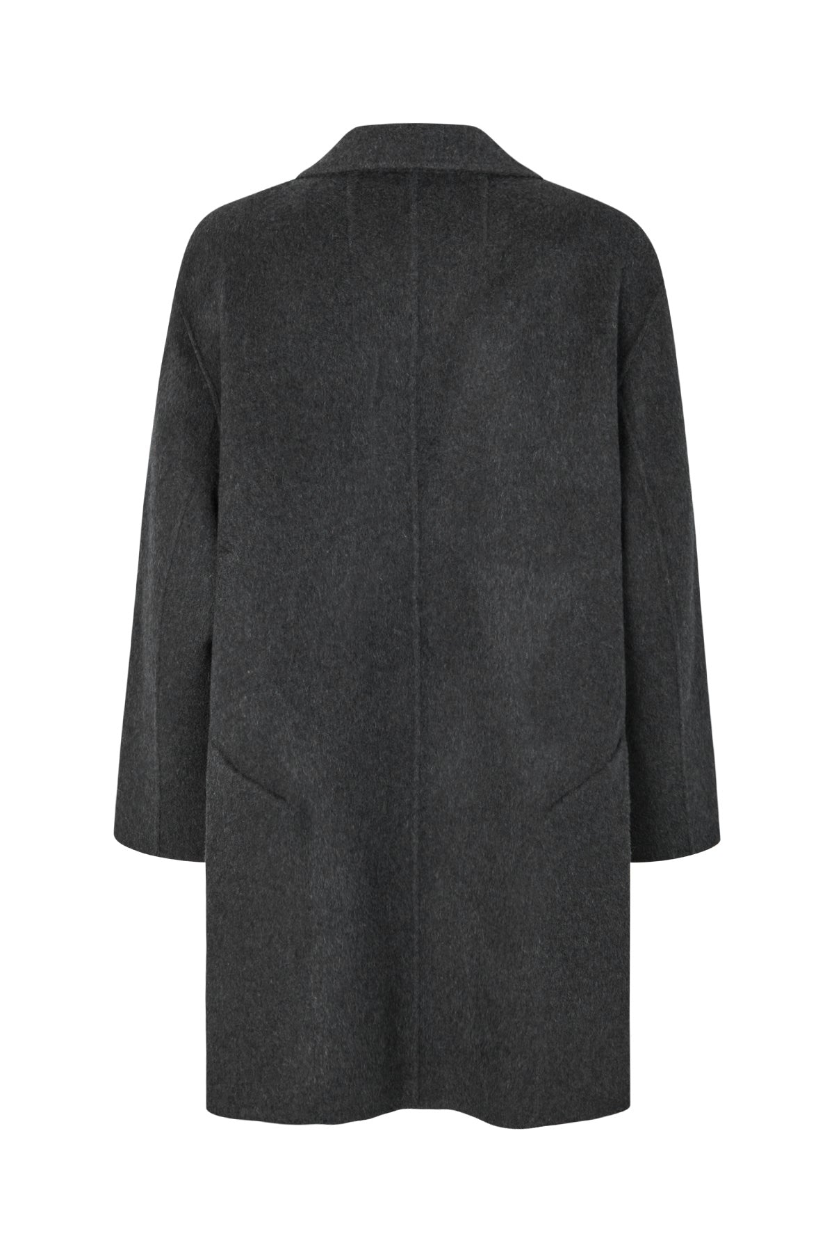Leanna - Double felt wool coat I Dark grey melange