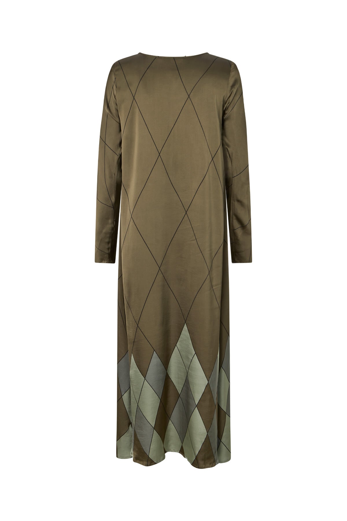 Miv - Diamond print flare dress I Olive combo