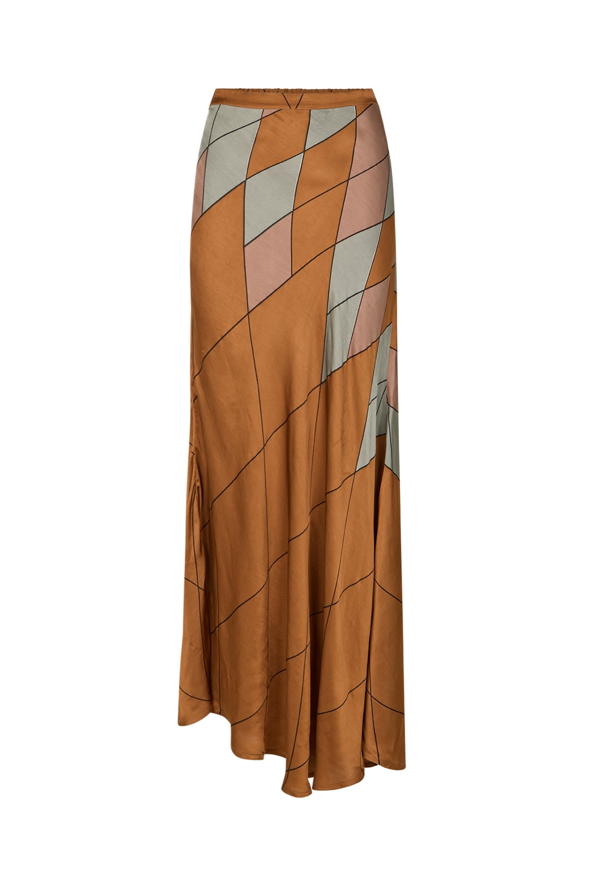 Mumle - Diamond print bias skirt I Rust combo