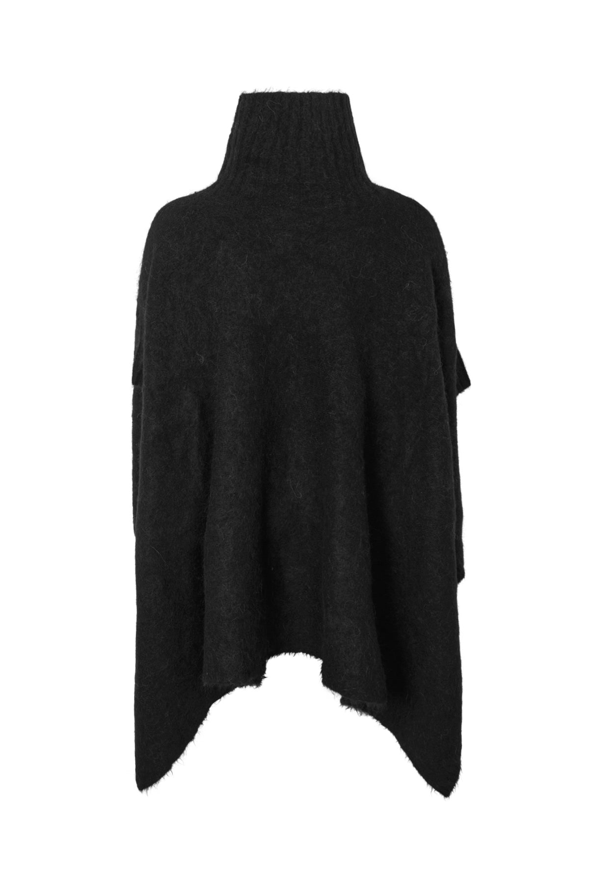 Dede - Fluffy knit poncho I Black