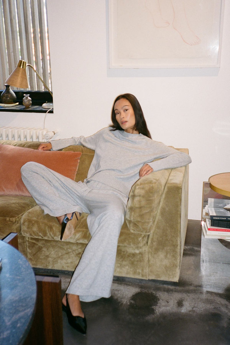 Knit lounge wide pants - Filine I Grey melange