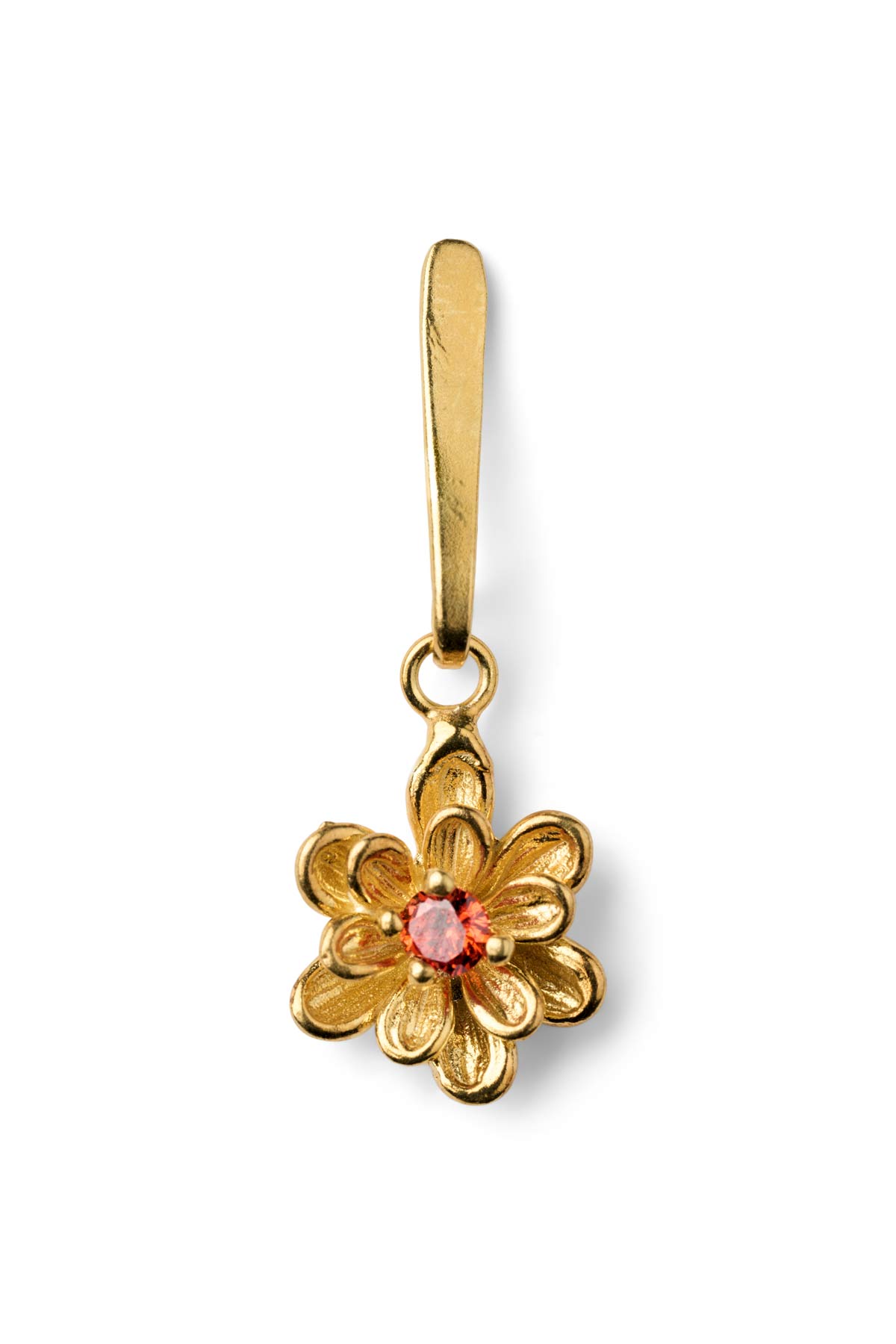 Stem Flower Stud - Nafsu I Gold w/ orange stone