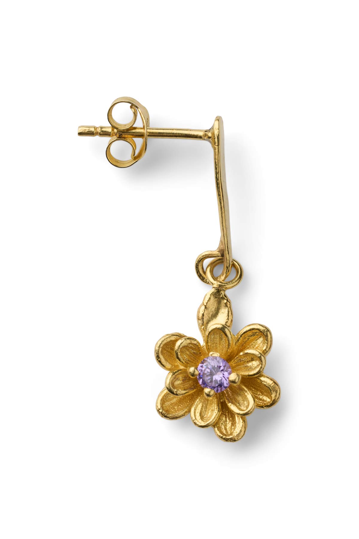 Stem Flower Stud - Nafsu I Gold w/ purple stone