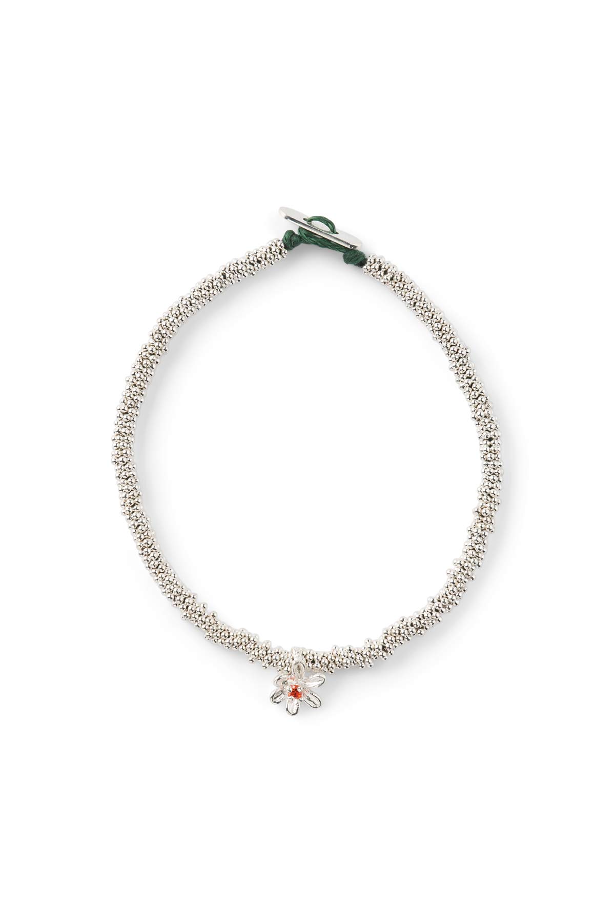 India Flower Bracelet - Nafsu I Silver w/ orange stone